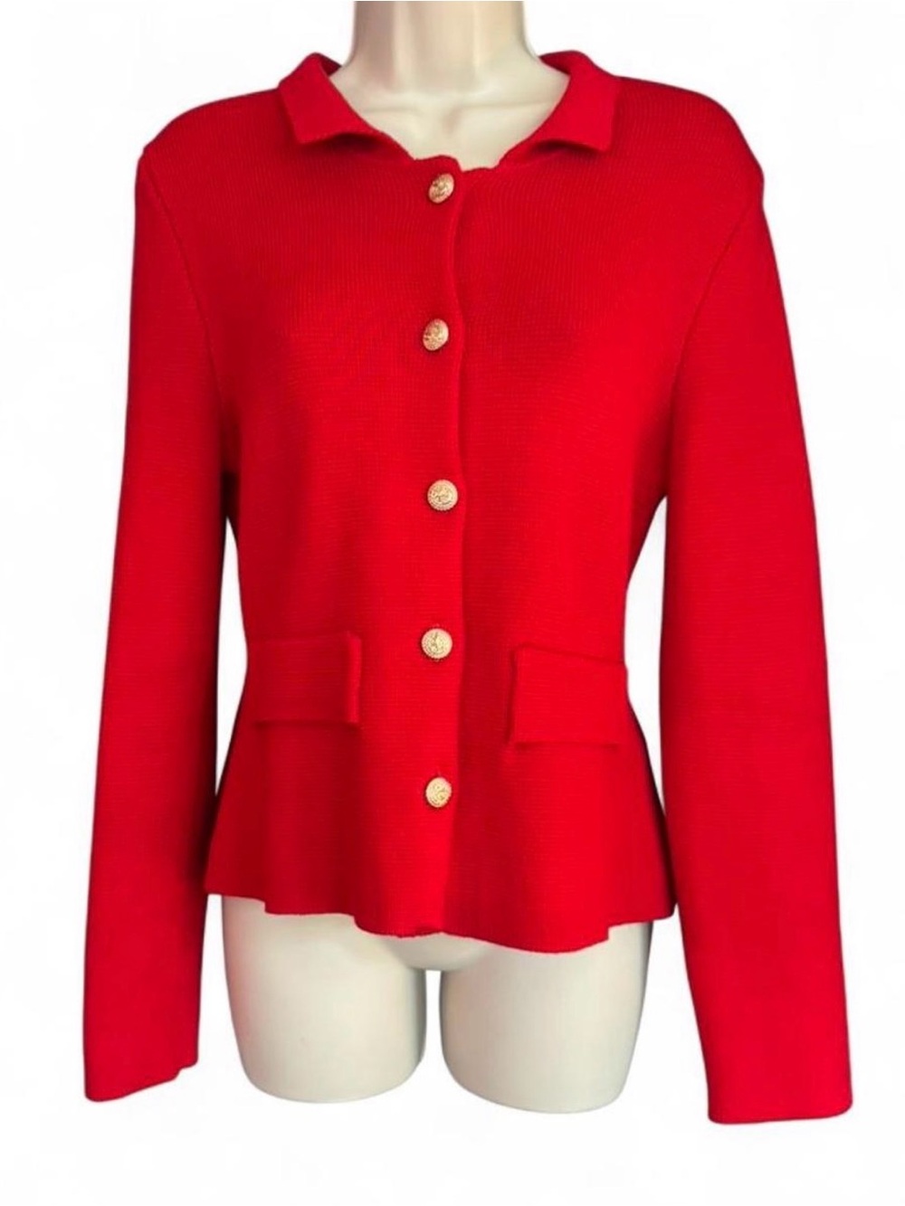 Zara Red Button-Front Blazer Jacket - Picture 2 of 10